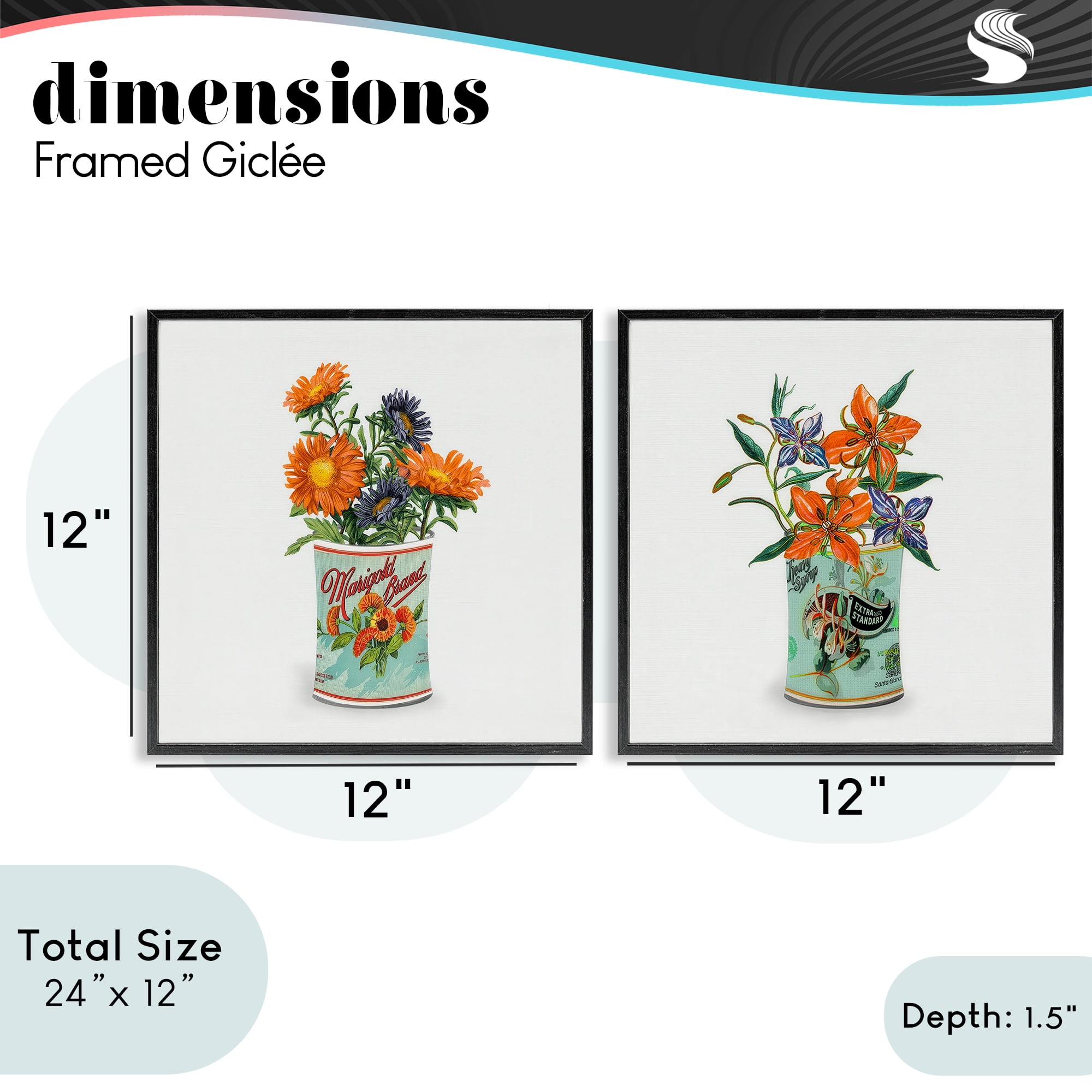 Stupell Industries Nostalgic Marigold & Lily Bouquets 2 Piece Black Framed Giclee Art Set, design by Val Rhodes
