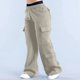 thumbnail image 4 of Pantalones Deportivos de Mujer, Estilo Cargo, de Pierna , Holgados, Ideales para Otoño, para el Trabajo y para Viajar. Caqui L, 4 of 8
