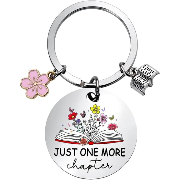 Book Lovers Gifts for Women Men Just One More Chapter Keychain for Book Lover Birthday Graduation Gifts for Bookworm Bibliophile Bookish Gifts for Readers Cute Book Accessories for Writers