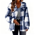 thumbnail image 3 of Plaid Jacket for Women Warm Fleece Button Down Turned-Down Collar Fall Winter Shacket Coat with Patch Pockets, 3 of 9