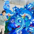 thumbnail image 4 of Set de globos Woizoeiy número 9 azul de 40" con tiburones para fiesta, 4 of 8