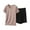 Pink, variant on 2 Piece Pajamas Set Modal Cotton Short Sleeve V Neck Top with Ruffled Shorts Womens Soft Pjs Outfits Loose Sleepwear (L, Pink)
