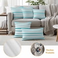 thumbnail image 6 of Aqua Ombre Grey Striped Outdoor Waterproof Pillow Covers, Farmhouse Stripe Modern Decorative Square Throw Pillowcase Sofa Cushion Sham for Patio/Couch/Chair, 20"x20" 2 Pack, 6 of 8