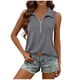 thumbnail image 3 of TaTaai Spring Summer Solid Color Lapel Top for Women Collared Sleeveless V-Neck Vest Loose Fit Ribbed Casual Blouse Comfy Daily Vacation Outfits Gift, 3 of 8