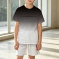 thumbnail image 2 of Boys Outfits Boys Girls Gradient City Letter Mesh Short Sleeve Tee and Shorts Set Boys' Clothing Sets Black 3-4 Years, 2 of 5