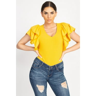 Ruffle Tiered Ribbed Top S