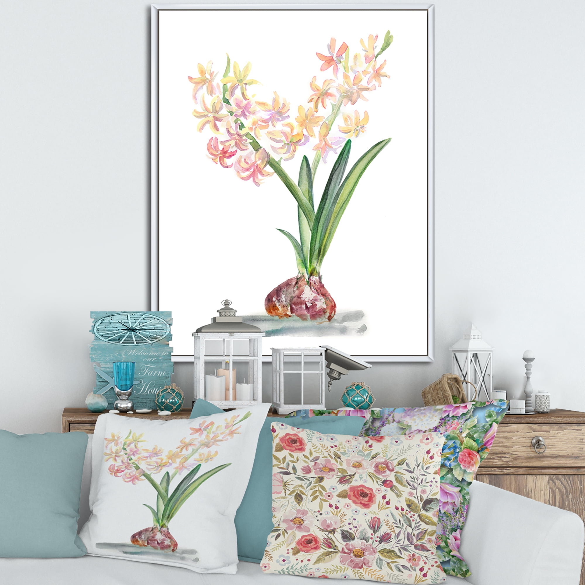 Designart 'Blossoming Hyacinth' Traditional Framed Canvas Wall Art Print