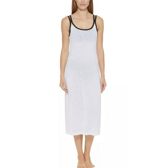 DKNY Women's Standard Lightweight Dress Swim Cover Up, Ivory, Medium