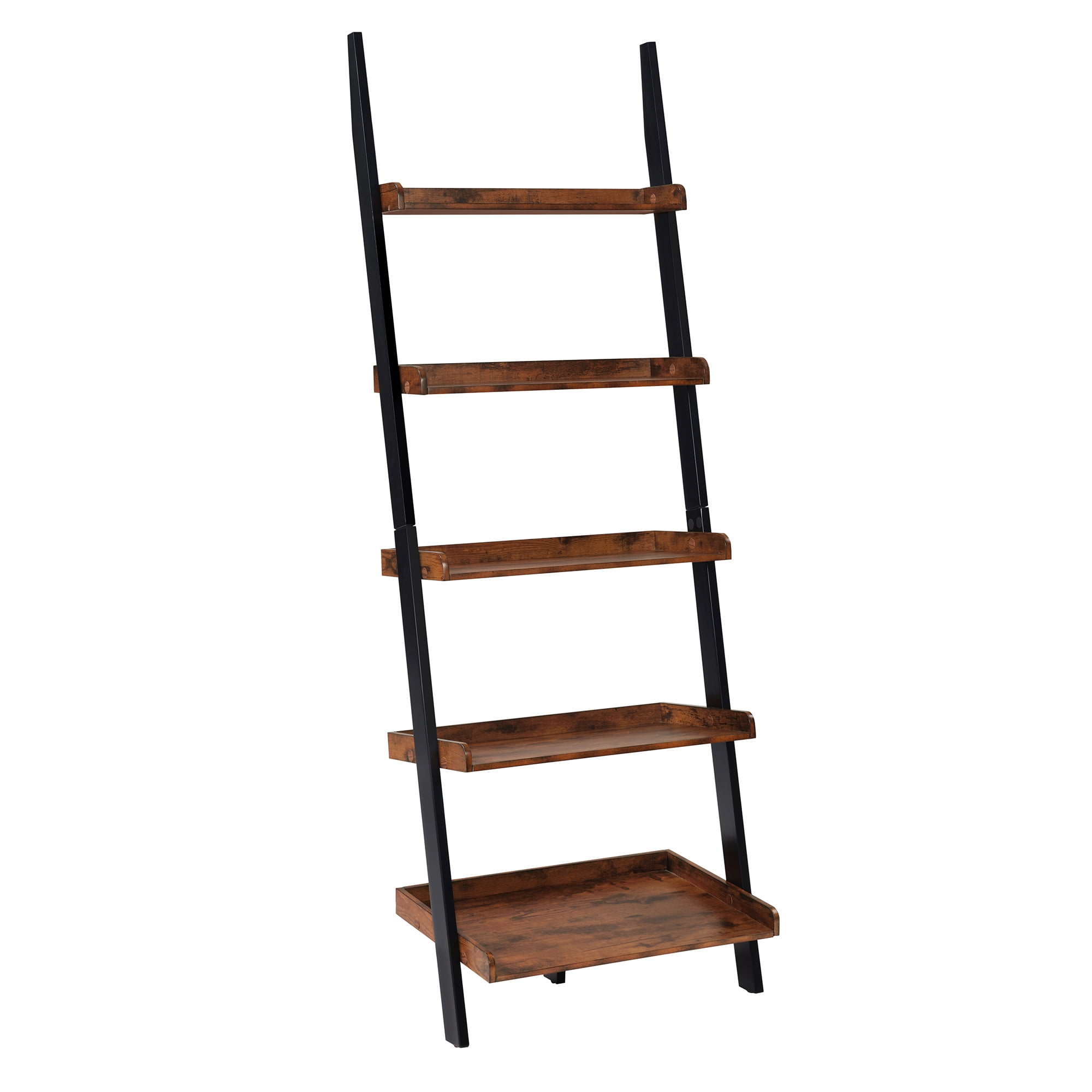 Convenience Concepts American Heritage 5-Shelf Ladder Bookcase, Barnwood/Black