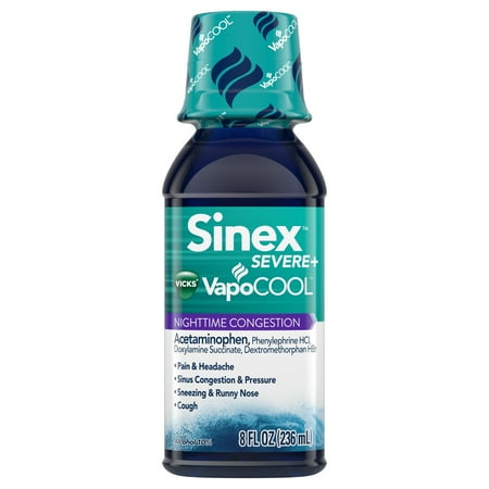 Sinex Severe VapoCOOL Nighttime Congestion, Sinus Pressure Relief, by Vicks, 8 fl oz