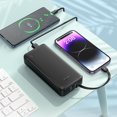thumbnail image 3 of Banque d'Alimentation 20000mAh avec Câble de Charge Intégré Vitesse Énergie J118A, 3 of 5