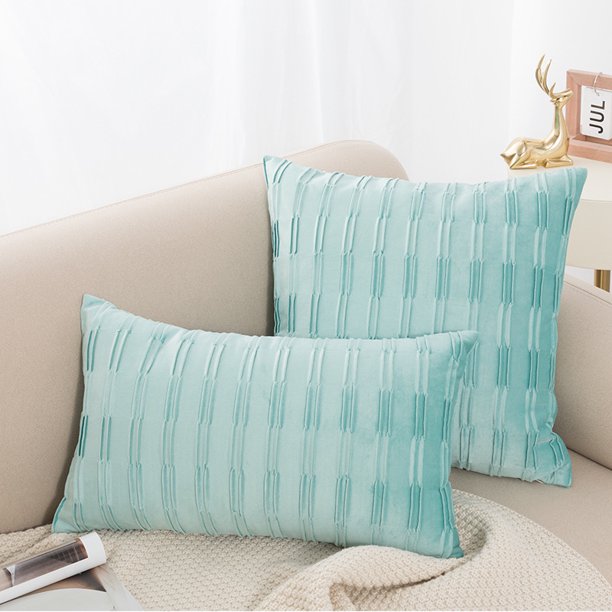 Funda de almohada arrugada de terciopelo holandés, cojín de cabecera para sofá de casa de estilo nórdico simple, almohada para la cintura de 30*50cm sin núcleo Aiqu primavera azul Sailing Electrónica