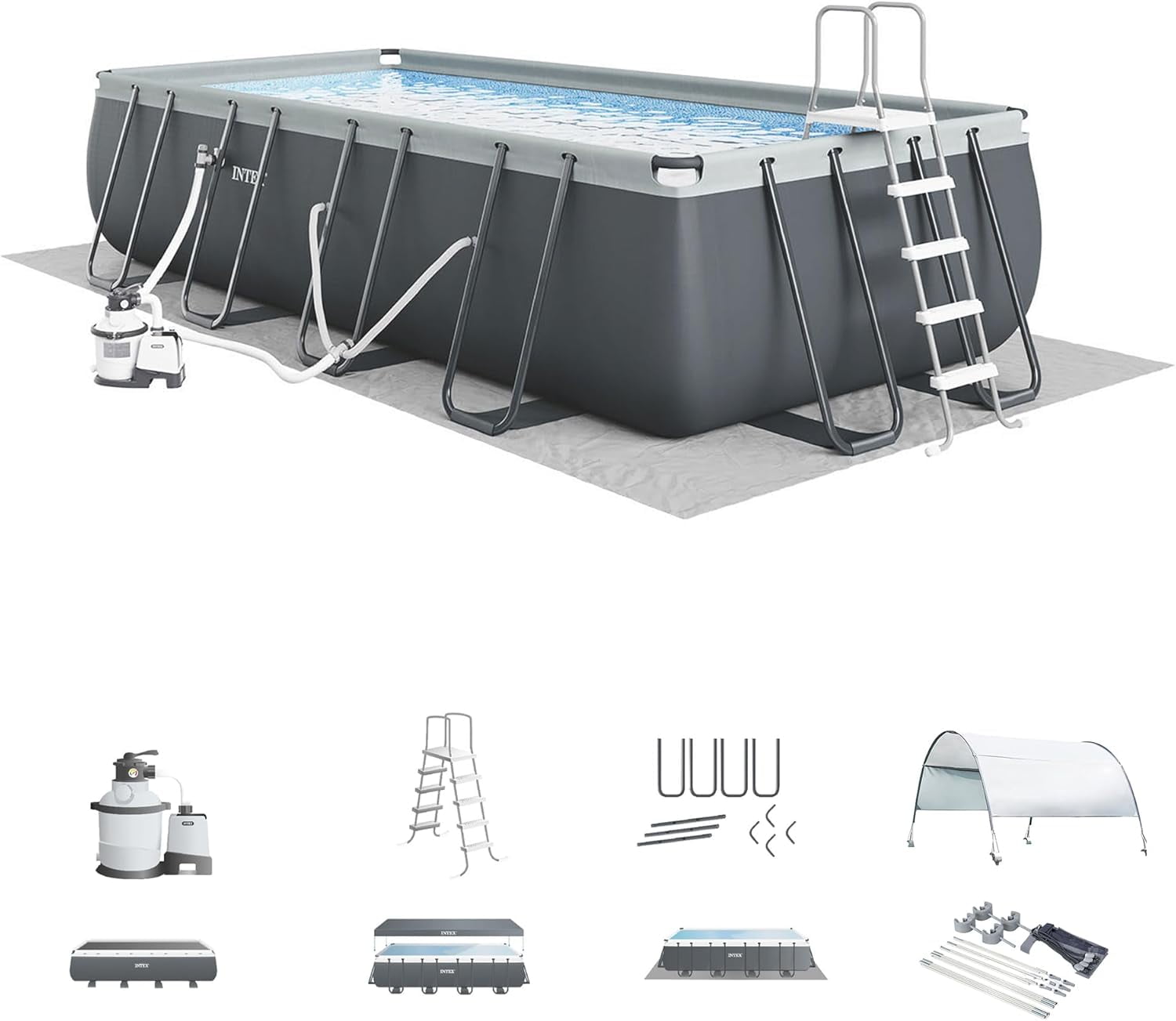 Intex Ultra XTR Frame 24' x 12' x 52" Swimming Pool & Protective Sun Canopy