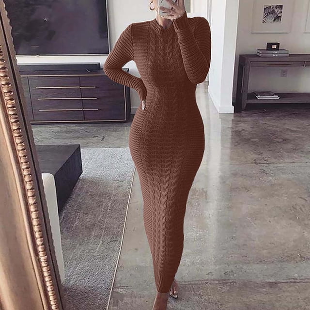 Gspmoly Robes pour Femmes, Mode Femmes Couleur Fleurs Tricot Manches Longues Robe Robes de Soirée pour Femmes Offres des Fêtes