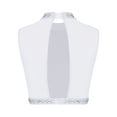 thumbnail image 2 of dPois Women's Lyrical Dance Crop Top Shiny Rhinestone Sleeveless Exquisite Embroidery Stage Performance Vest White L, 2 of 4
