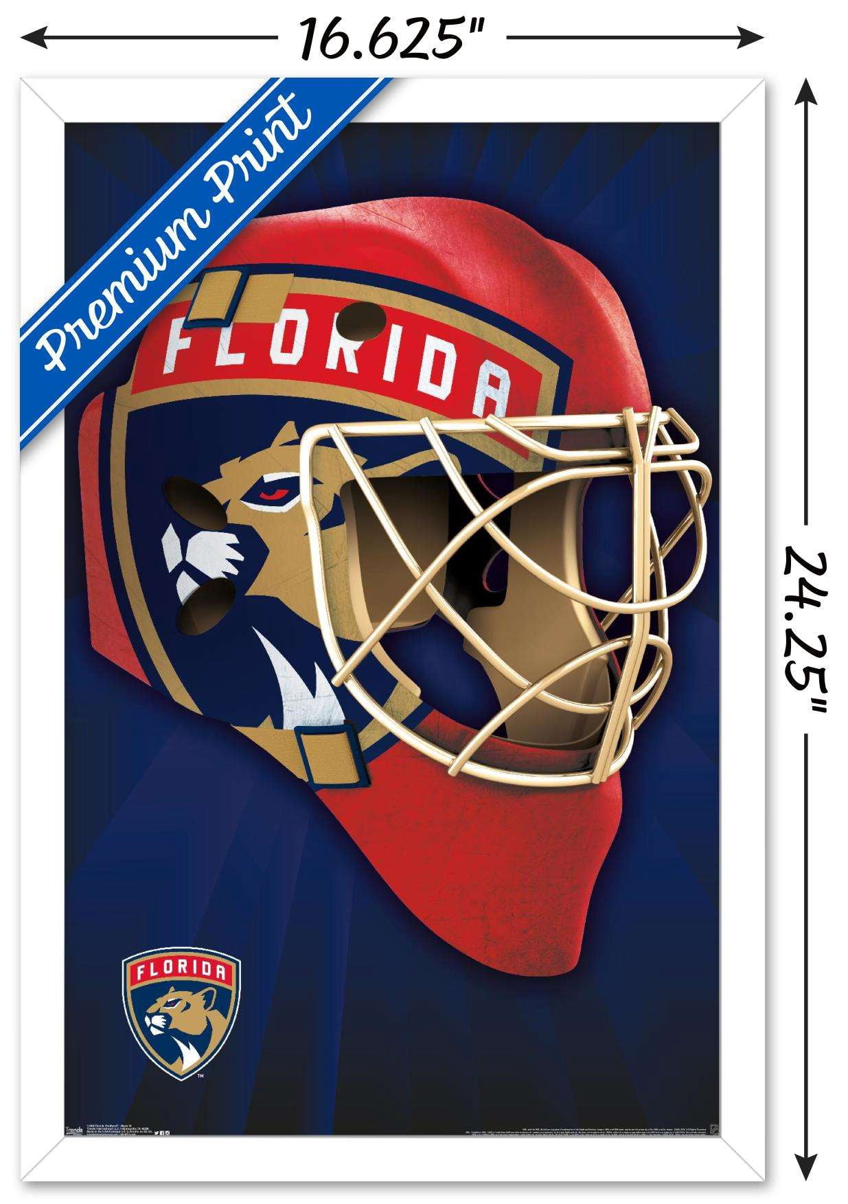NHL Florida Panthers Mask 16 Wall Poster, 14.725" x 22.375", Framed