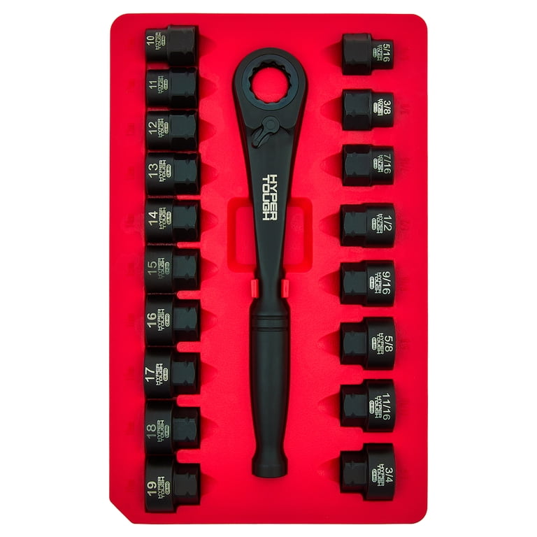 Hyper Tough 19-Piece 3/8-Inch Drive Nano Low-Profile Socket Set