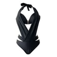 thumbnail image 4 of Womens 1-Piece V-Neck Ruched Halter Conjoined Swimsuit - Tummy Control Bathing Suit for Beach & Swim, 4 of 8