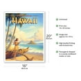 thumbnail image 2 of Aloha Hawaii - Hula Girl Playing Ukulele - Mokoliʻi Island (Chinaman's Hat) - Vintage Hawaiian Travel Poster by Kerne Erickson - Fine Art Matte Paper Print (Unframed) 16x20in, 2 of 4
