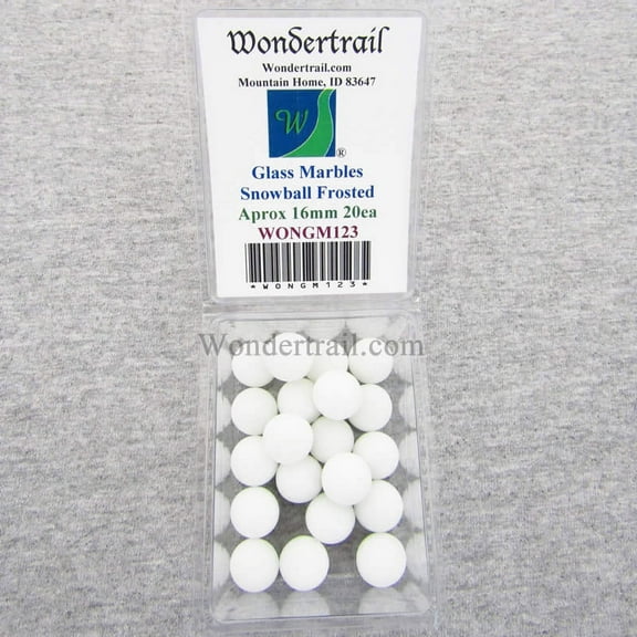 Snowball Frosted 16mm Glass Marbles Pack of 20 Wondertrail