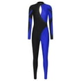thumbnail image 4 of Aiihoo Women Long Sleeve Shiny Rhinestone Gymnastics Leotard Full Length Figure Skating Jumpsuit Bodysuit Catsuit Blue S, 4 of 7