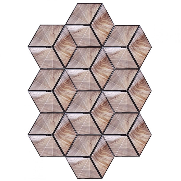 Etiqueta Engomada Del Azulejo, Decoración De La Etiqueta Engomada Hexagonal Patrón De Grano De Madera De Imitación Antideslizante Anticorrosión Para Azulejos Y Pisos