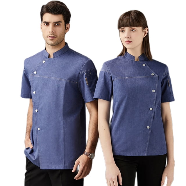 Uniforme de trabajo unisex Sonducket Chef manga corta transpirable Azul vaquero 2XL