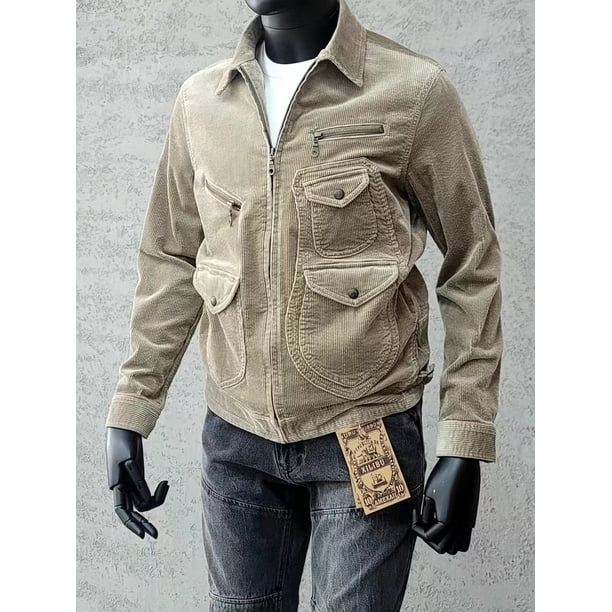 Chaqueta de pana para hombre, estilo occidental, abrigo vintage americano