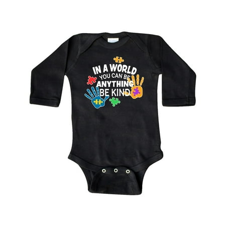 

Inktastic In a World You Can Be Anything Be Kind Autism Awareness Gift Baby Boy or Baby Girl Long Sleeve Bodysuit
