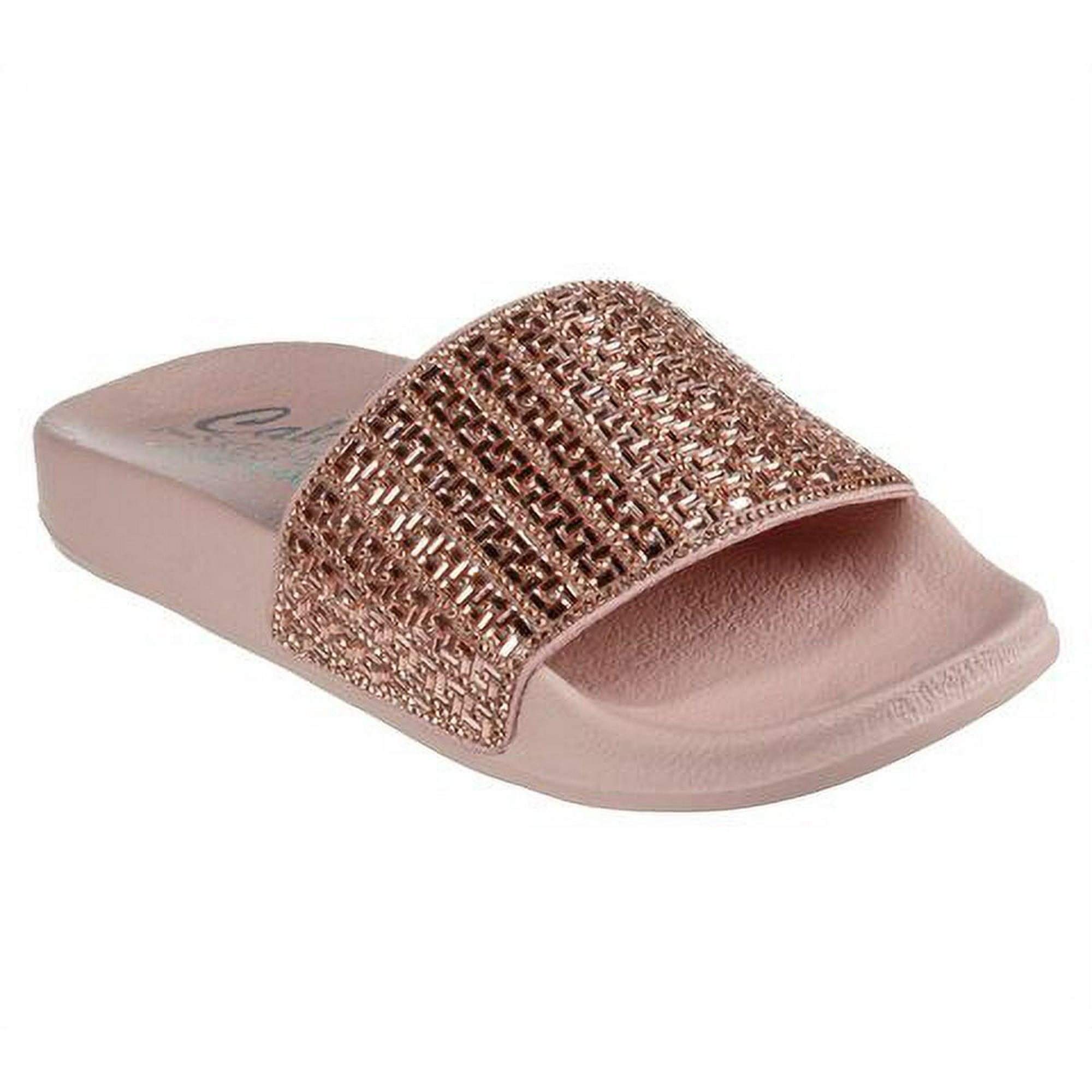 Rose gold sparkle slides deals