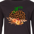 thumbnail image 4 of Inktastic Cheetah Print Pretty Pumpkin with Fall Leaves Long Sleeve Youth T-Shirt, 4 of 5