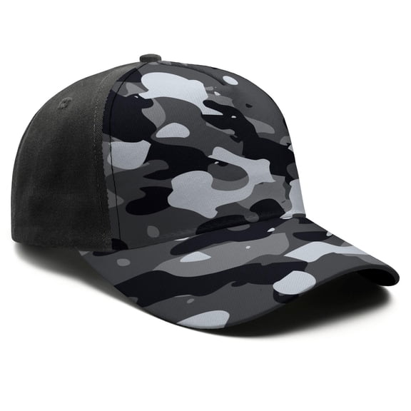 Camouflage Baseball Cap Adjustable Size – Stylish Spliced Design Trucker Hat, Dad Hat with Full Print Front & Brim, Breathable Cotton Blend Snapback for Sports, Travel & Daily Wear
