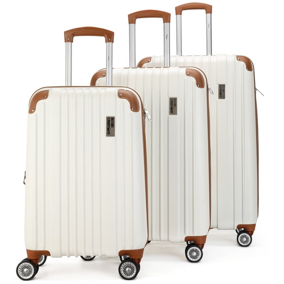 Miami CarryOn Collins 3 Piece Expandable Spinner Luggage Set (White)