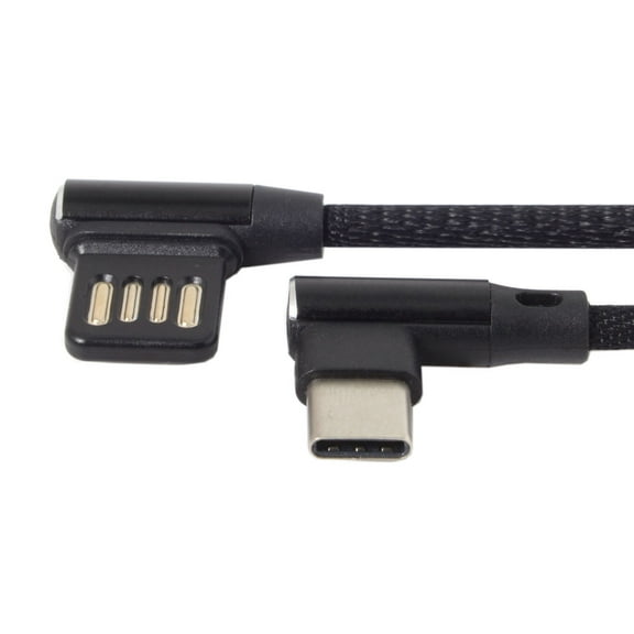 CY USB-C 3.1 Type-C to Left Right Angled 90 Degree USB 2.0 Data Cable with Sleeve for Tablet & Phone 15cm