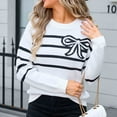 thumbnail image 7 of Womens Sweaters Long Sleeve Casual Stripe Pullover Tops Sweaters Fashion Clothes Black M, 7 of 7