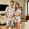thumbnail image 6 of Button Down Short Sleeve Pajama Top With Chest Pocket For Men Halloween Pumpkin Bat Print Elastic Waist Shorts Set, 6 of 7