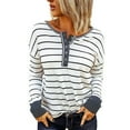 thumbnail image 2 of Blusas de manga larga a la moda para mujer, camiseta, blusa de manga larga con cuello redondo, blusa con estampado de rayas, construcción resistente, 2 of 6