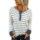 thumbnail image 2 of Tops de manga larga para mujer, camiseta con cuello redondo, blusa con estampado de rayas, blusa tipo jersey para mujer, confiable y duradera, 2 of 6
