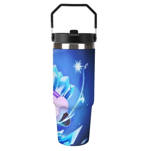 KirBy Double-walled Insulated Mug with Handle, Straw, and Leak-proof Stainless Steel Travel Coffee Mug 30oz