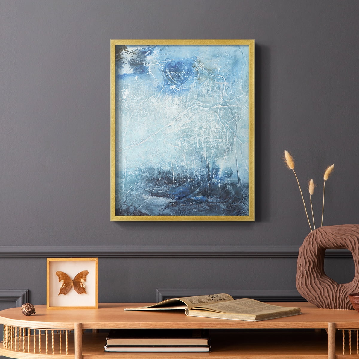 Coastal Seas IV Framed Print in Gold Solid Wood Framed Print No Nail Hanging