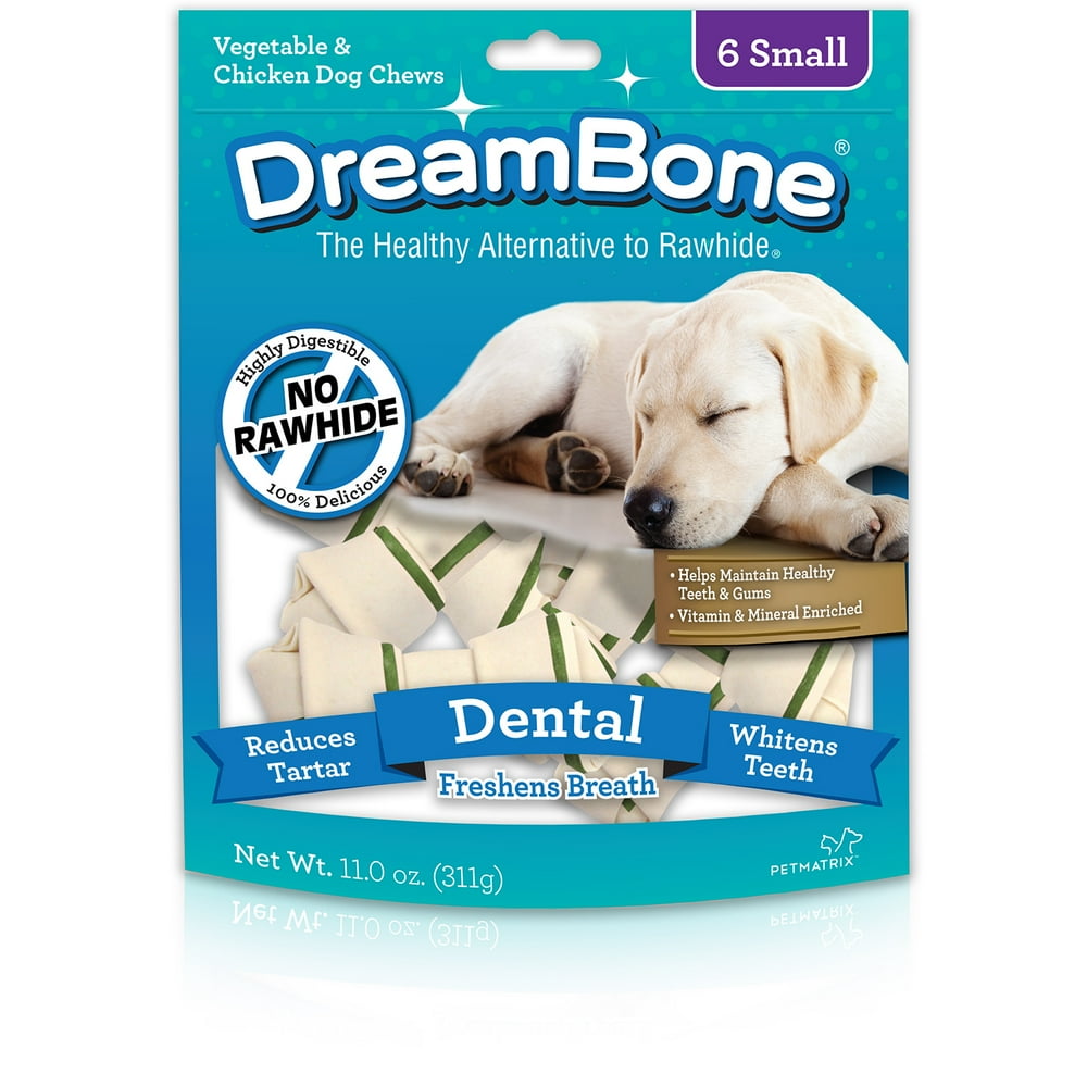 DreamBone Small Dental Chews 6 Count, RawhideFree Chews For Dogs