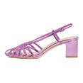 thumbnail image 2 of XYD Women Trendy Caged Toe Sandals Strappy Slingback Chunky Low Heels Cutout Slip On Shoes Party Event Daily Size 8 Purple, 2 of 4