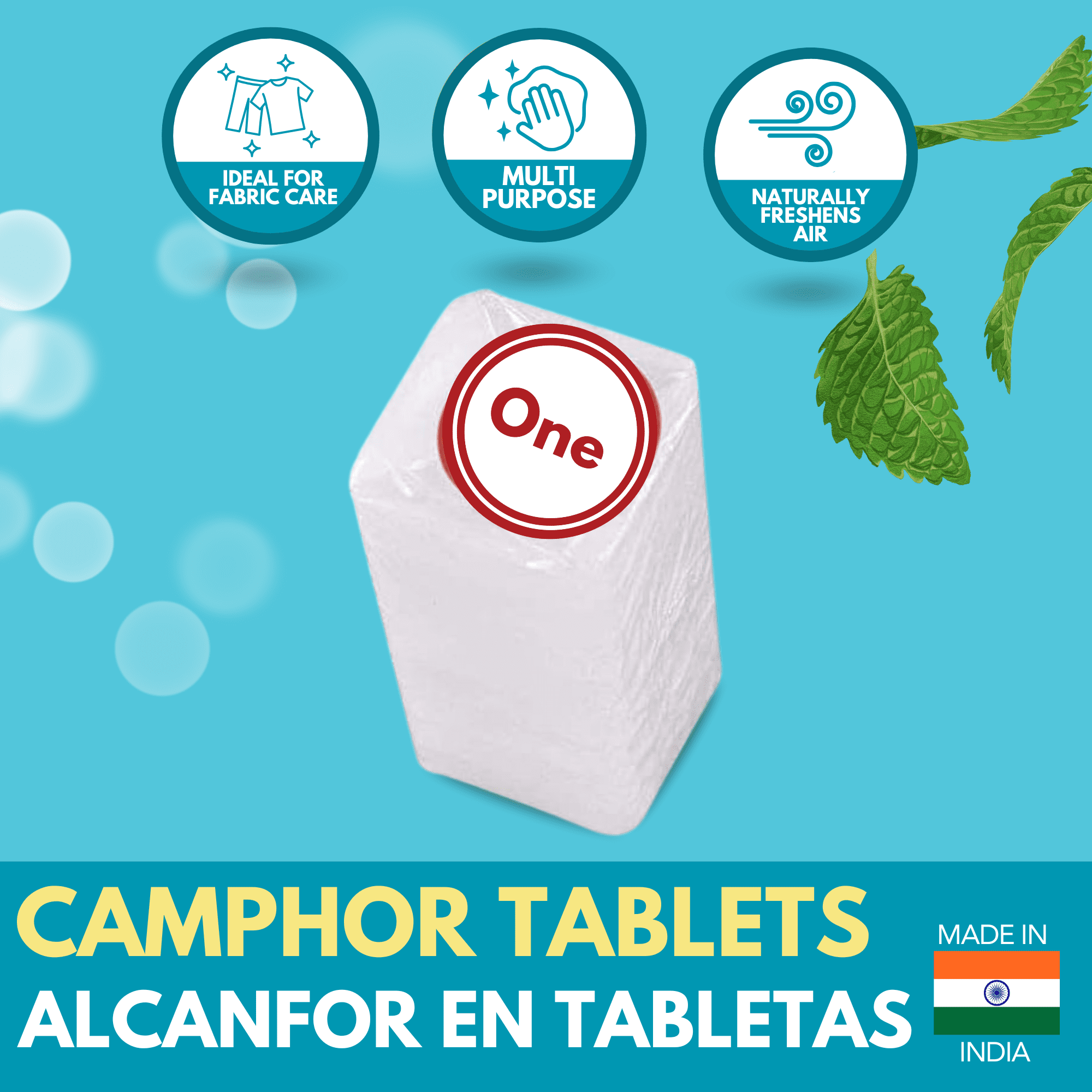 Arymar Refined Camphor 100% Pure  0.8 fl oz (4-Pack Blocks), Made in India