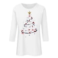 thumbnail image 4 of Busydd Christmas Shirts for Women Trendy Xmas Holiday Graphic Tshirts Shirts for Women Casual 3/4 Length Sleeve Round Neck Womens Christmas Tops M, 4 of 4