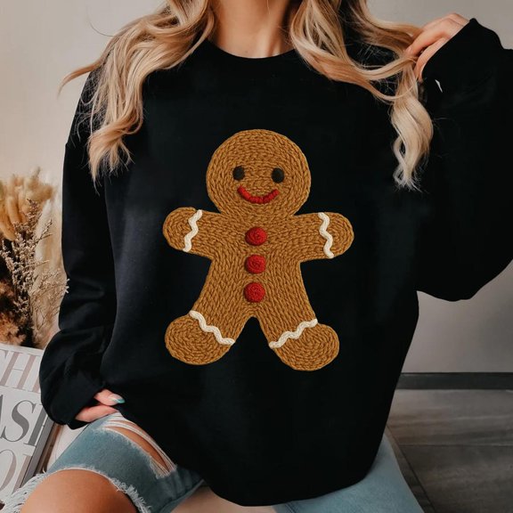Punch Needle Gingerbread sweatshirt, Gingerbread Woman Shirt, Winter Sweatshirt for Women, Winter Coquette Gingerbread Girl All Size S-5Xl