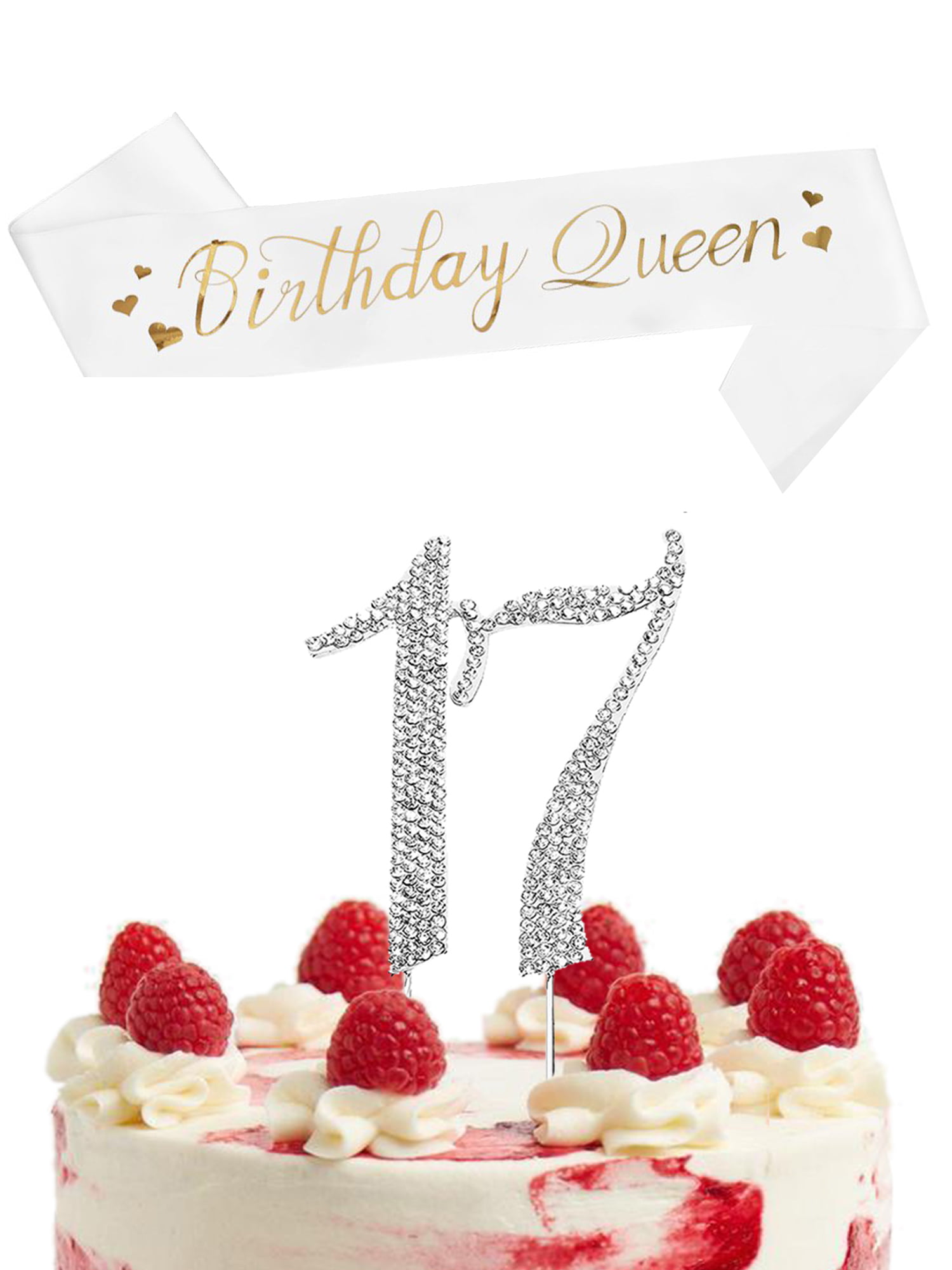 WEDDING 17th Birthday  Anniversary Large Rhinestone Cake Topper NUMBER 17 