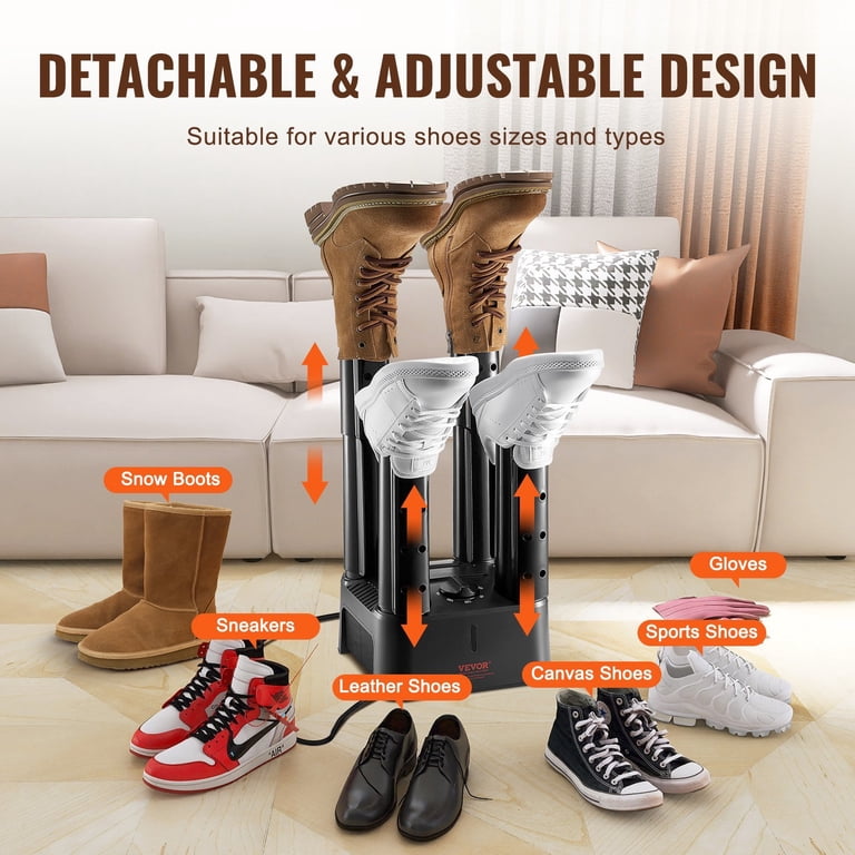 Detachable 4 Tubes Shoe Dryer with Heat Blower & Timer Black  display picture 1