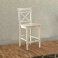 thumbnail image 2 of Benzara Transitional style Wooden Counter Height Chair with Cross Back, Set of 2, Cream, 2 of 2