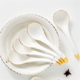 thumbnail image 5 of Cucharas de sopa grandes asiáticas de 1 pieza, cucharas de arroz blanco, cuchara de sopa china Won Ton con bordes decorativos dorados, 5 of 5