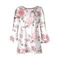 thumbnail image 4 of Hauts d'Été Mignons pour Femmes Manches 3/4 Évasées Imprimées Boutonnées Basiques Froncés Hauts Plissés T-shirts Blouses Hauts d'Été pour Femmes en Liquidation, 4 of 5